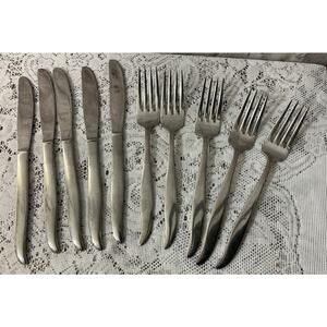 Vintage 10 pc Set Bard Japan Stainless Steel Flatware  5 Forks 5 Knives